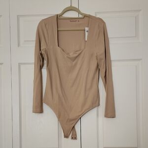 Abercrombie & Fitch Women's Beige Long Sleeve Bodysuit